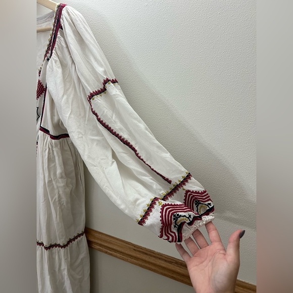 Free People Cream Midi Dress with Red Embroidery - Picture 5 of 12